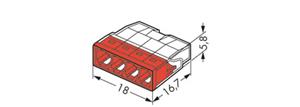 Miniatuur van Wago lasklem 4-voudig 0,5-2,5mm2 rood per 100 stuks (2273-204)