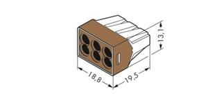 Miniatuur van Wago lasklem 6-voudig 4mm² bruin per 50 stuks (773-606)