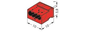 Miniatuur van Wago micro lasklem 4-voudig 0,6-0,8mm² rood per 100 stuks (243-804)