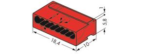 Miniatuur van Wago micro lasklem 8-voudig 0,6-0,8mm² rood per 50 stuks (243-808)