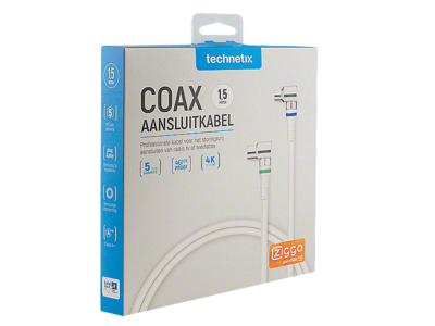 Miniatuur van Technetix Coaxkabel IEC male/female 1.5M wit