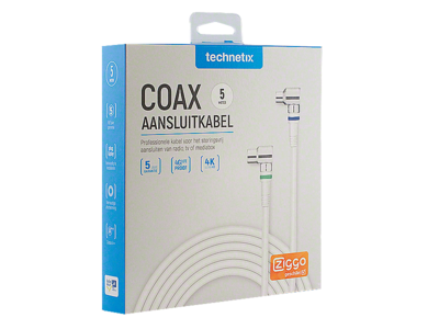 Miniatuur van Technetix Coaxkabel IEC male/female 5M wit