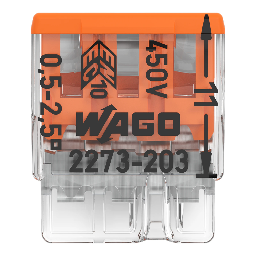 Miniatuur van Wago lasklem 3-voudig 0,5-2,5mm2 oranje per 100 stuks (2273-203)