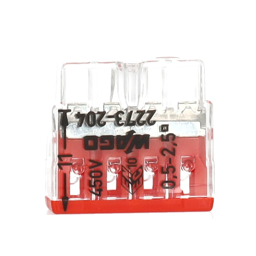Miniatuur van Wago lasklem 4-voudig 0,5-2,5mm2 rood per 100 stuks (2273-204)