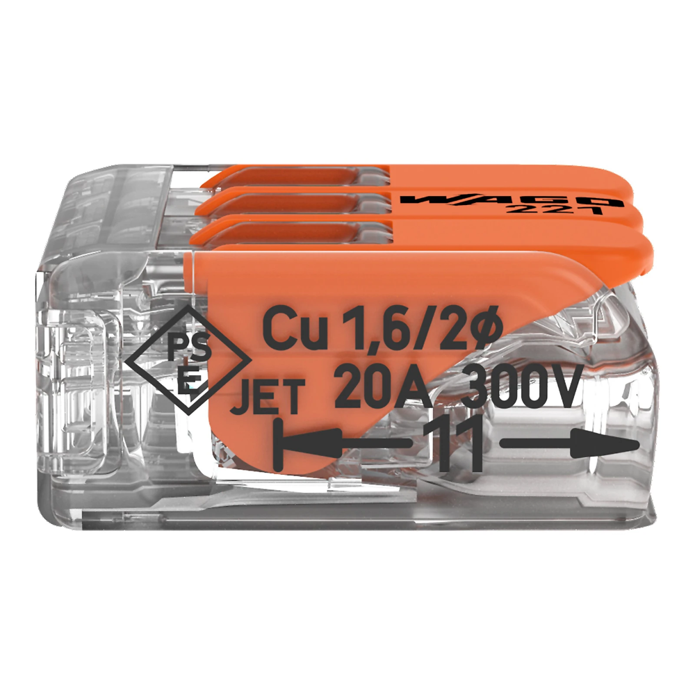 Miniatuur van Wago lasklem 3-voudig 4mm2 per 50 stuks (221-413)