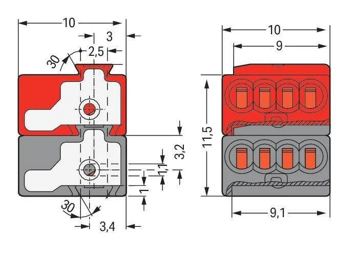 Miniatuur van Wago eib-busklem 2x4-polig 0,6-0,8 mm per 50 stuks (243-211)