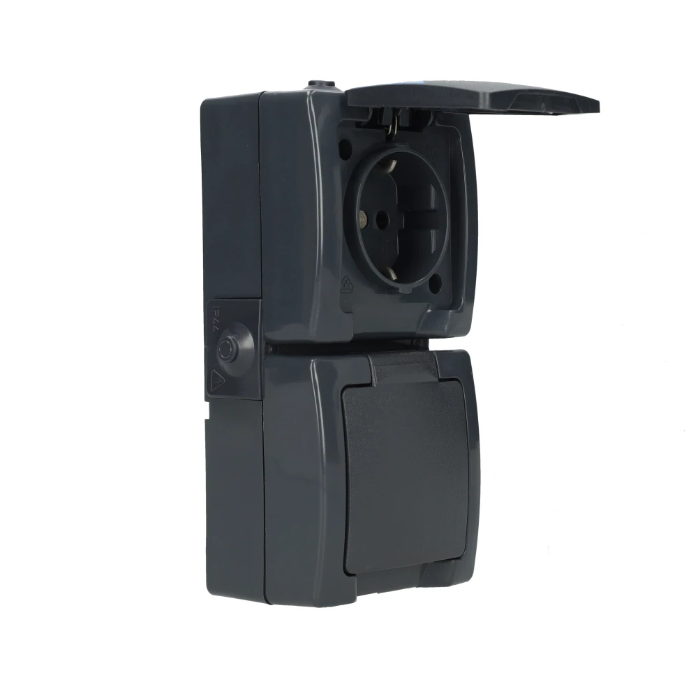 Miniatuur van Kopp NAUTIC stopcontact ip44 verticaal met randaarde 2-voudig opbouw antraciet