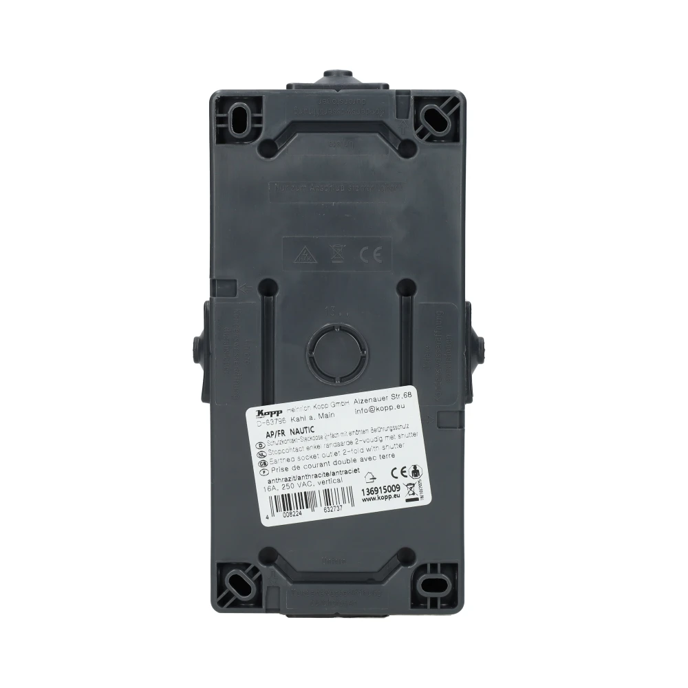 Miniatuur van Kopp NAUTIC stopcontact ip44 verticaal met randaarde 2-voudig opbouw antraciet