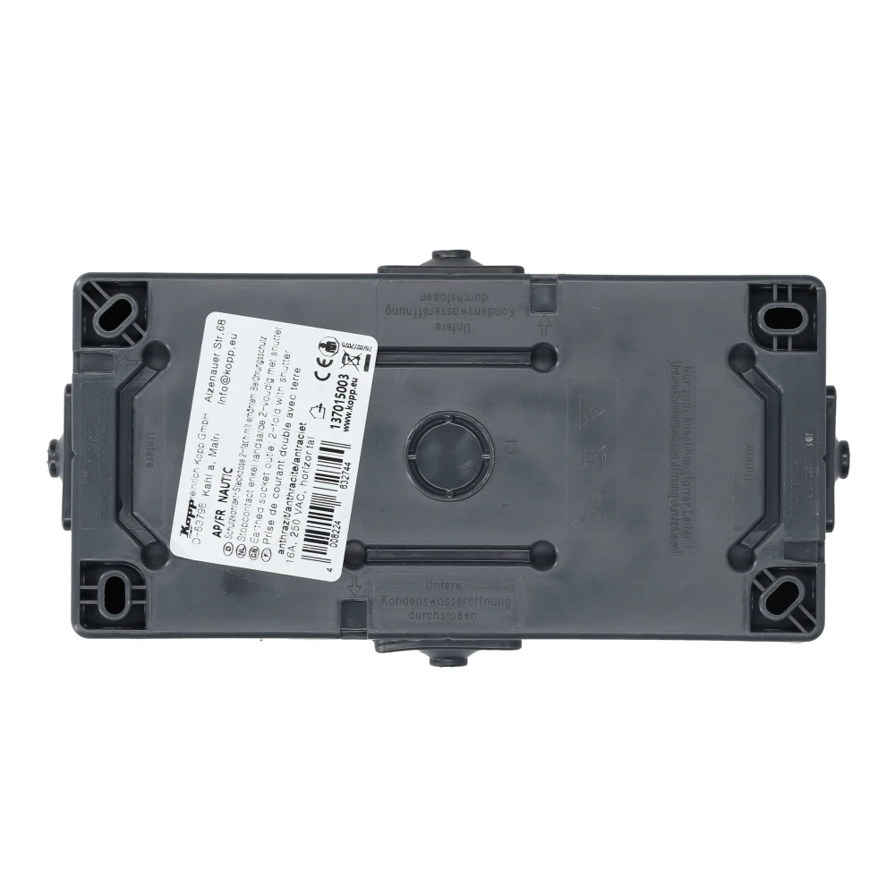Miniatuur van Kopp NAUTIC stopcontact ip44 horizontaal met randaarde 2-voudig opbouw antraciet