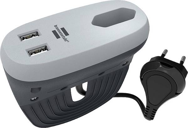 Miniatuur van BRENNENSTUHL Estilo stekkerdoos t.b.v. bank meubel 1-voudig met 2x USB 3 meter - grijs/zwart (1150290)