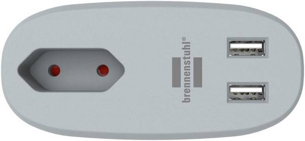 Miniatuur van BRENNENSTUHL Estilo stekkerdoos t.b.v. bank meubel 1-voudig met 2x USB 3 meter - grijs/zwart (1150290)