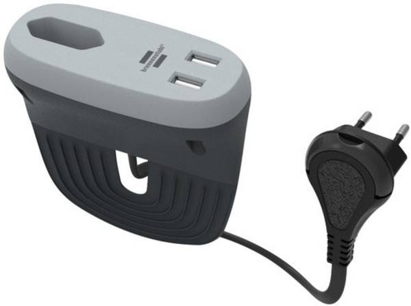 Miniatuur van BRENNENSTUHL Estilo stekkerdoos t.b.v. bank meubel 1-voudig met 2x USB 3 meter - grijs/zwart (1150290)