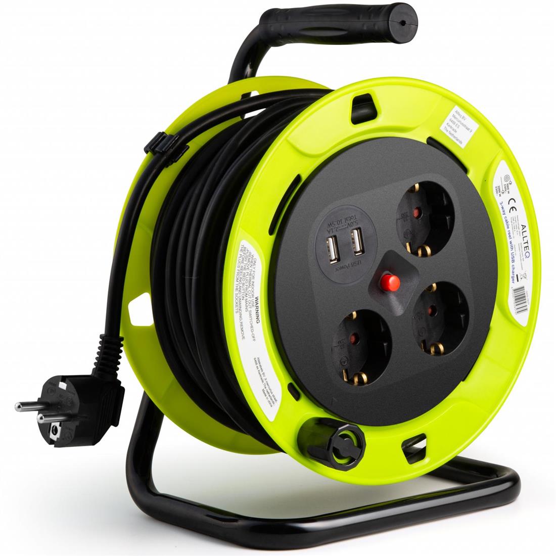 Miniatuur van Universele kabelhaspel open 3-voudig met randaarde en 2xUSB 15 meter H05VV-F 3x1.5mm2 - geelzwart (3808788)