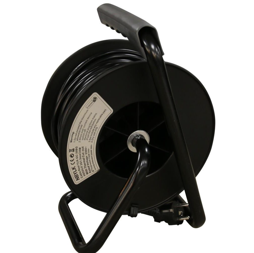 Miniatuur van Relectric Haspel open 4-voudig met randaarde 25 meter H05VV-F 3x1.5mm2 - zwart (RELEC492176)