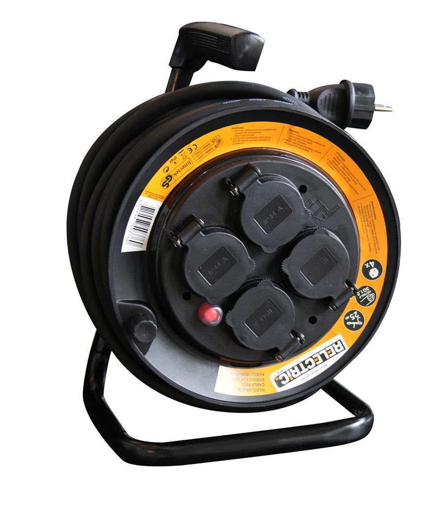 Miniatuur van Relectric haspel open 4-voudig met randaarde 25 meter neopreen H07RN-F 3x1.5mm2 - zwart (RELEC493760)