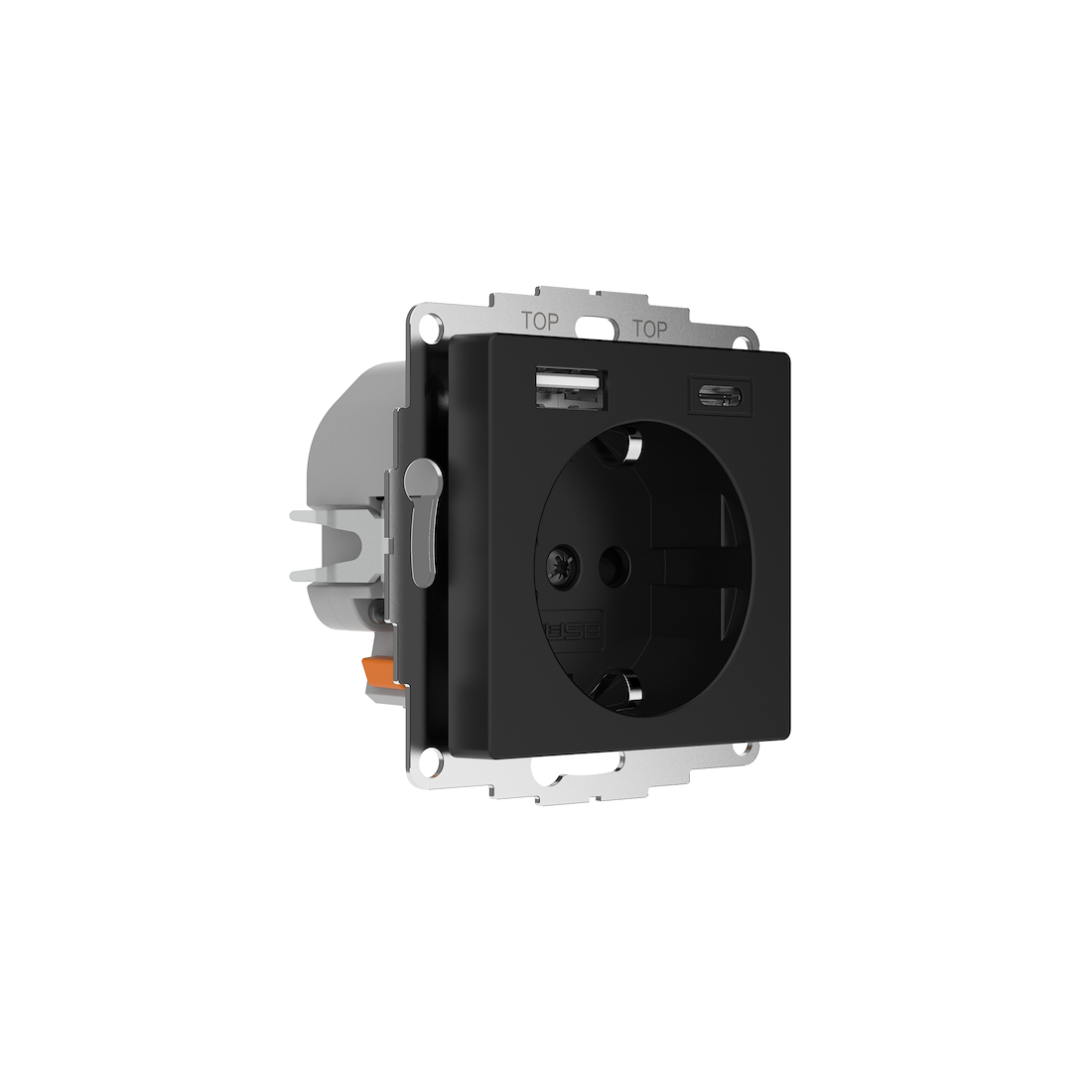Miniatuur van 2USB universeel stopcontact met 2x USB 3A (15W)(USB A + C) 55x55 InCharge Pro - mat zwart (2U-449641)