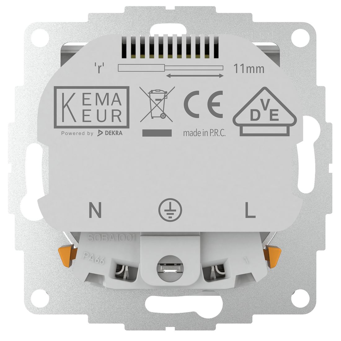 Miniatuur van 2USB universeel stopcontact met 2x USB 3A (15W)(USB A + C) 55x55 InCharge Pro - mat zwart (2U-449641)