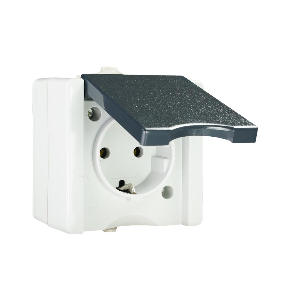 Miniatuur van EMhub Aquadro stopcontact 1-voudig met randaarde spatwaterdicht IP44 - grijs (4088113)