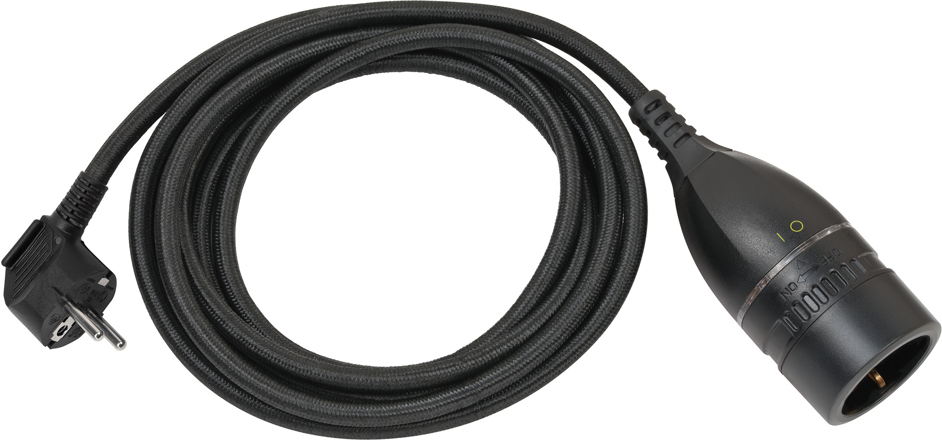 Miniatuur van BRENNENSTUHL verlengsnoer 5 meter H05VV-F 3x1.5 met aan/uit draaischakelaar en textielmantel - zwart (1161830030)