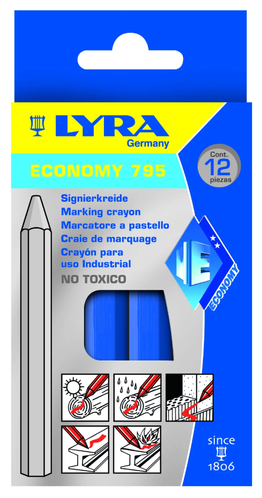 Miniatuur van Lyra merkkrijt blauwe set van 12 stuks (4850051)