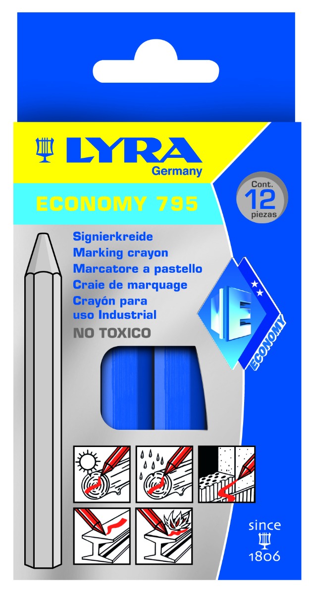 Miniatuur van Lyra merkkrijt blauwe set van 12 stuks (4850051)