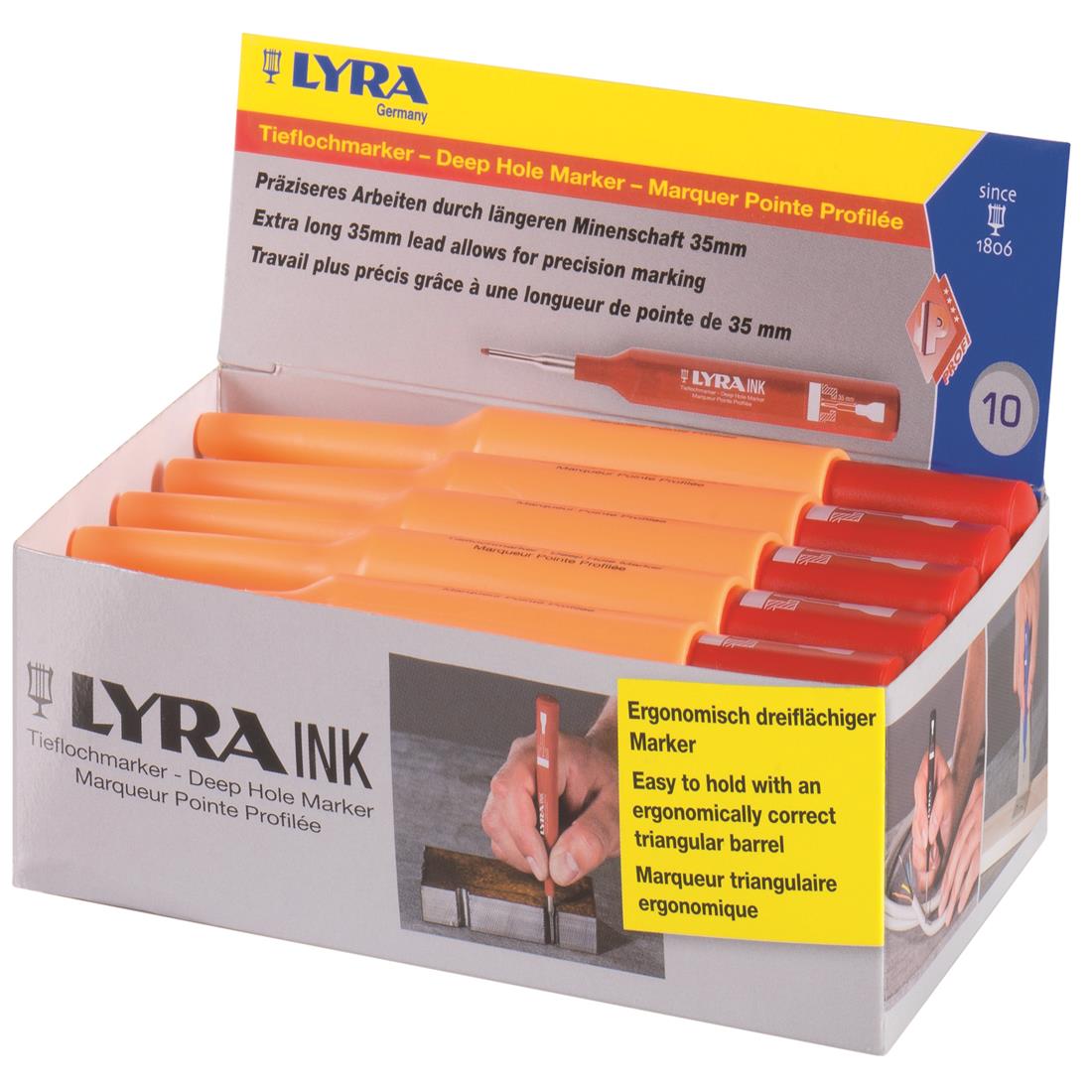 Miniatuur van Lyra merkstift rood voor diepte gaten (4480017)