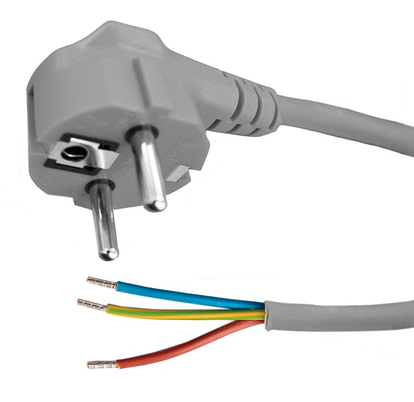 Miniatuur van Netsnoer met schuko stekker haaks 3x1mm2 3 meter grijs