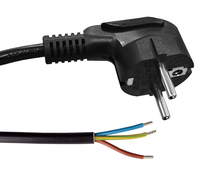 Miniatuur van Netsnoer met schuko stekker haaks 3x1.5mm2 3 meter zwart (1024)