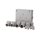 Power power kabeldoos onderbak met deksel en inzetstukken grijs 100x100mm² (2080160)