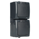 Kopp NAUTIC stopcontact ip44 verticaal met randaarde 2-voudig opbouw antraciet