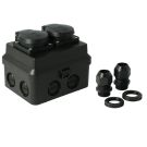 ATTEMA aftakdoos met stopcontact 2-voudig IP65 zwart (AK2-M20/M25)