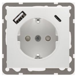 Versnel deuropening nicotine PEHA stopcontact met randaarde en kinderbeveiliging met USB A+C 3,4A -  Standaard Nova en Dialog levend wit (D 6511.02 SI USB CA) | Kabel24