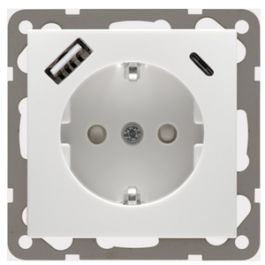 PEHA stopcontact randaarde en kinderbeveiliging met USB A+C 3,4A - Badora levend wit (D 11.6511.02 SI USB CA) | Kabel24