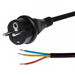 marionet Woedend Stof Netsnoer met schuko stekker recht 5 meter zwart 2,5 mm2 | Kabel24