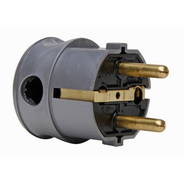 Kopp stekker met randaarde haaks zilver