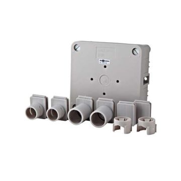 Power power kabeldoos onderbak met deksel en inzetstukken grijs 100x100mm² (2080160)