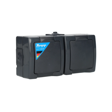 Kopp NAUTIC stopcontact ip44 horizontaal met randaarde 2-voudig opbouw antraciet