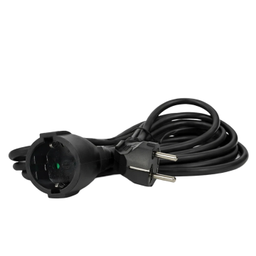 EMhub verlengsnoer 2 meter H05VV-F 3x1.5 met Schuko en contrastekker - zwart (4087108)