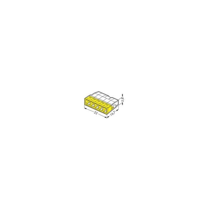 Wago lasklem 5-voudig 0,5-2,5mm2 geel per 100 stuks (2273-205)
