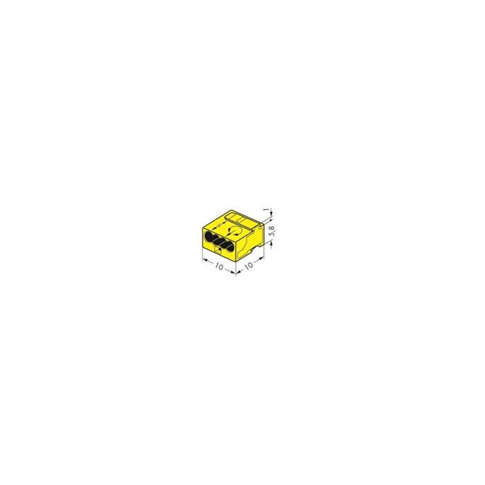 Wago micro lasklem 4-voudig 0,6-0,8mm² geel per 100 stuks (243-504)