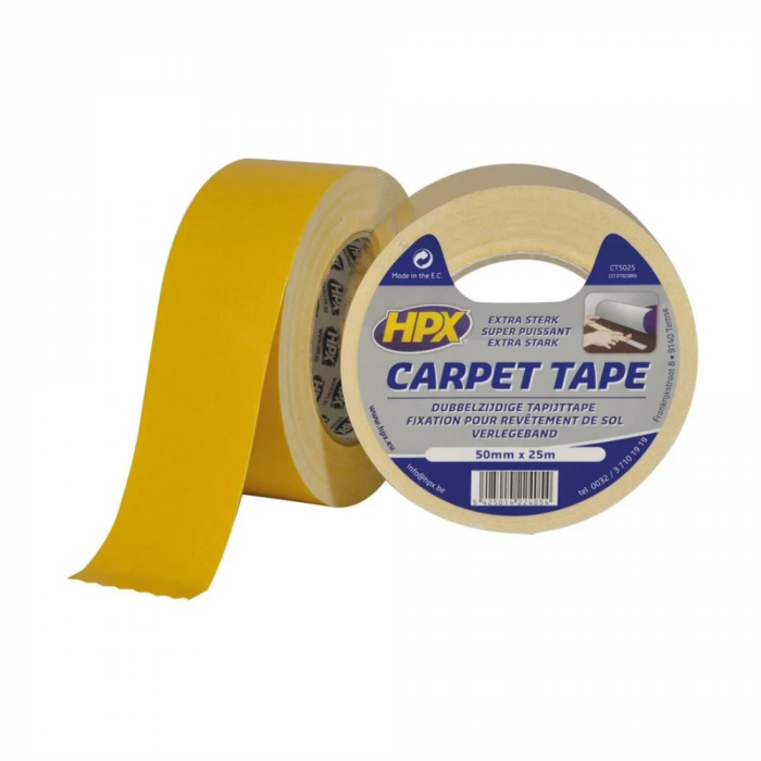 HPX dubbelzijdig tapijttape 50mm x 25 meter wit (CT5025) Kabel24