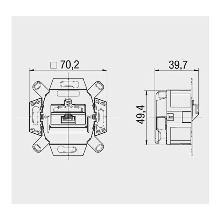 Universele wandcontactdoos inbouw basiselement UTP 1-voudig Cat5e en Cat6 (39040)