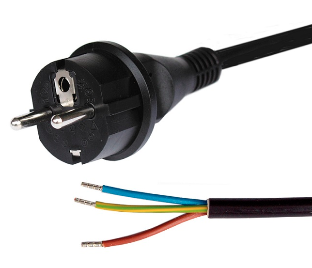 Netsnoer met schuko stekker recht 3x2.5mm2 2.5 meter zwart (1282)