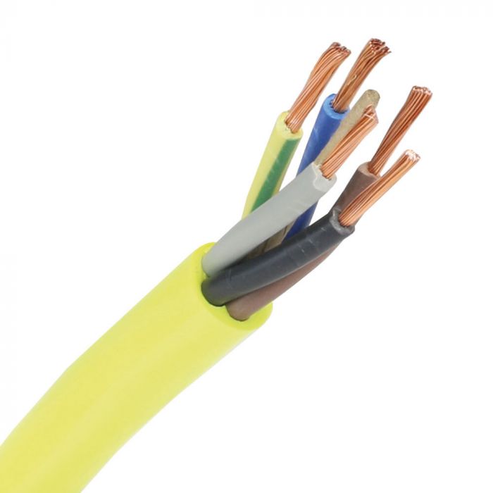 Dynamic pur kabel H07BQ-F 5x2.5 mm2 geel per rol 100 meter