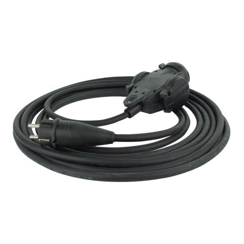 Verlengkabel 5 meter H07RN-F 3x2,5 met Schuko en 3V contrastekker