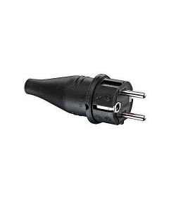 ABL schuko stekker van rubber, zwart, 2 aardingssystemen, IP44 (1419190)