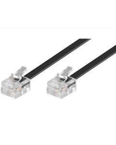 Telefoonkabel RJ11 4-aderig plat, aansluiting 1 & 2: RJ11 male - 2 meter zwart