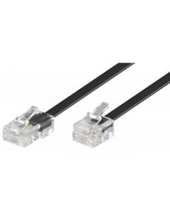 Telefoonkabel RJ11 4-aderig plat, aansluiting 1 & 2: RJ11 male - 3 meter zwart