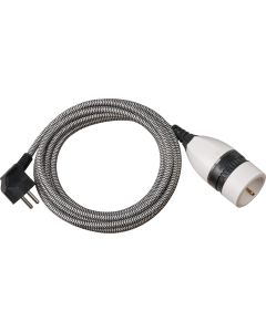 BRENNENSTUHL verlengsnoer 5 meter H05VV-F 3x1.5 met aan/uit draaischakelaar en textielmantel - zwart/wit (1161830020)
