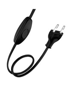Bailey netsnoer met eurostekker en schakelaar 2 meter 2X0,75mm2 - zwart (140217)
